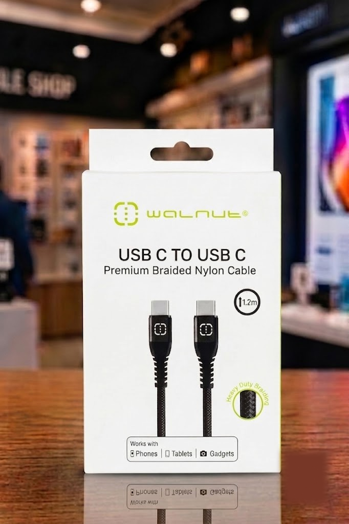 Walnut USB-C Cable – Heavy Duty Braided